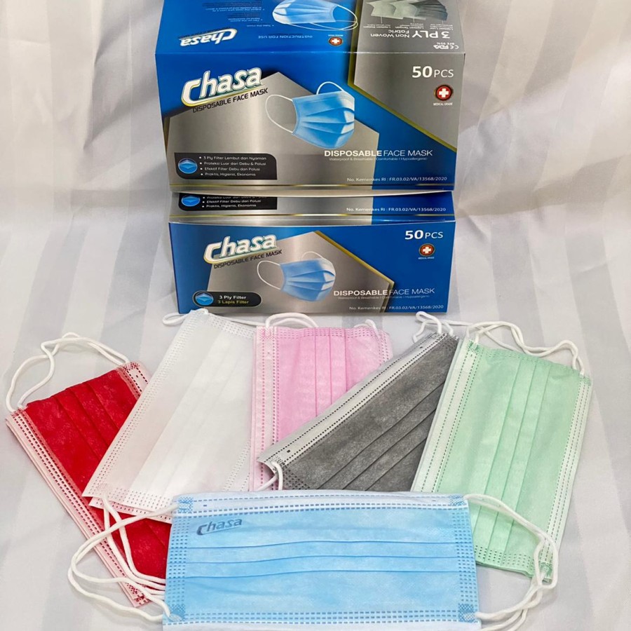 Masker Chasa Earloop 3ply isi 50 Pcs Chasa Emboss - Big Plaza