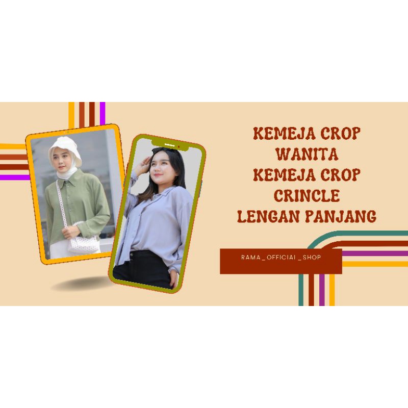 Kemeja Crop Kemeja Wanita Crincle Lengan Panjang