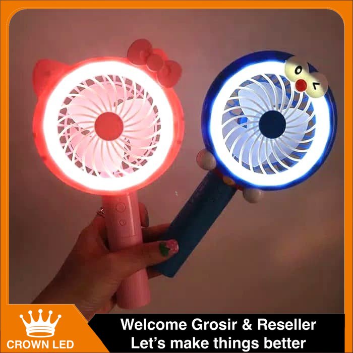 Kipas Angin LED Genggam Portable Lampu Kipas Ring Light Super Terang