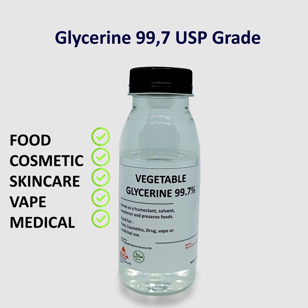 Vegetable Glycerine Glycerin Glycerol Gliserin Gliserol 99.7% 100gr 200gr &amp; 250gr