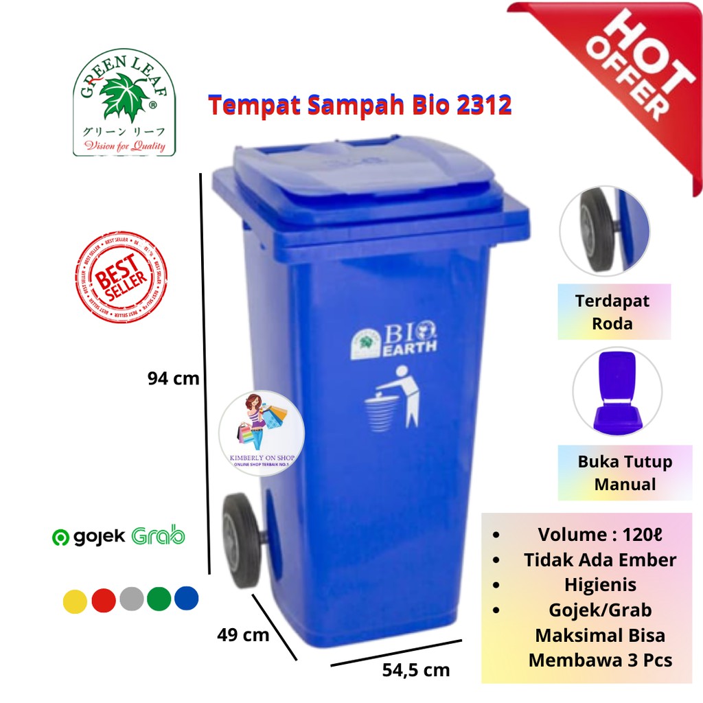 Tempat sampah BIO Dustbin 120 liter 2312 green leaf