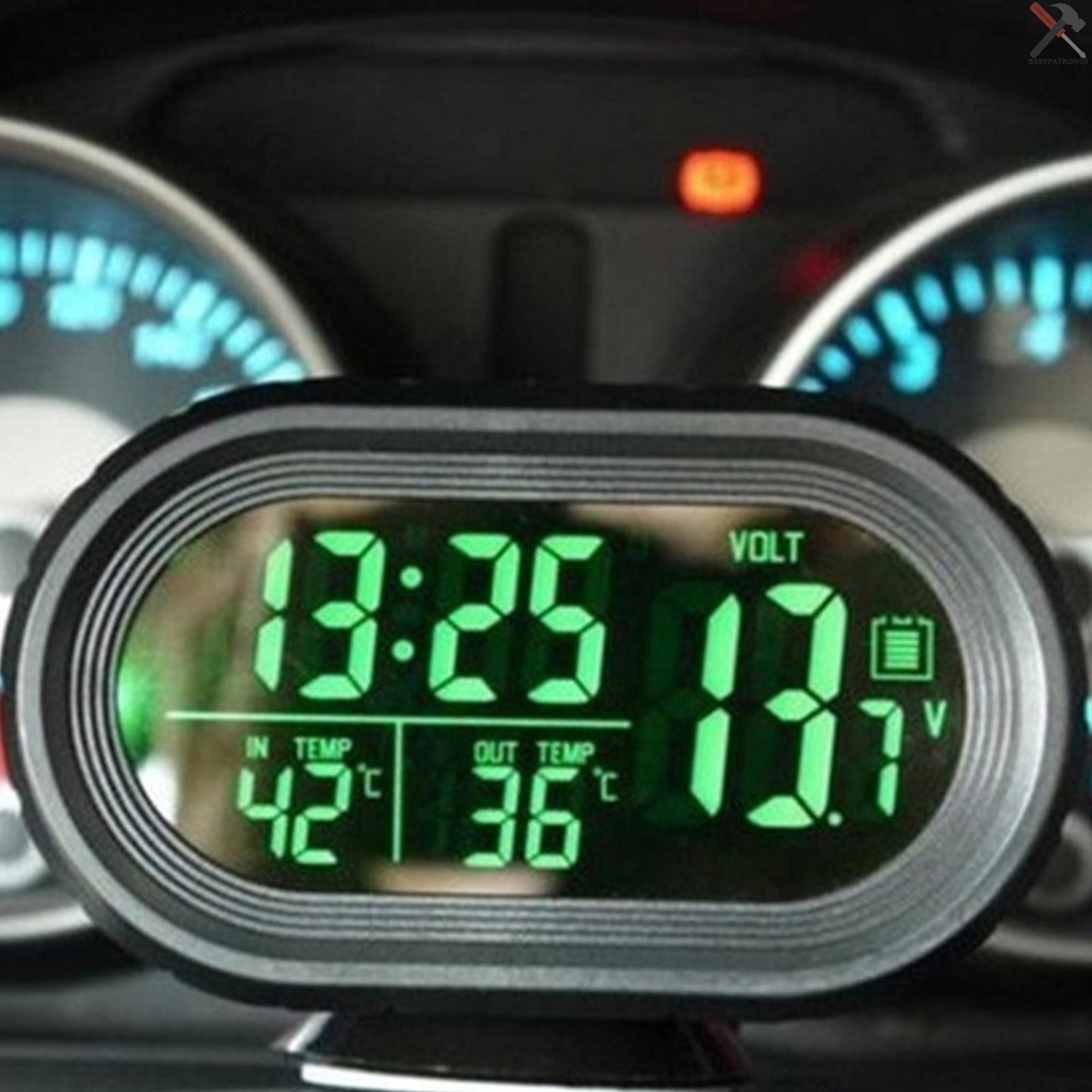 Jam Digital Mobil Dc 12v Dengan Lampu Led Dan Voltmeter