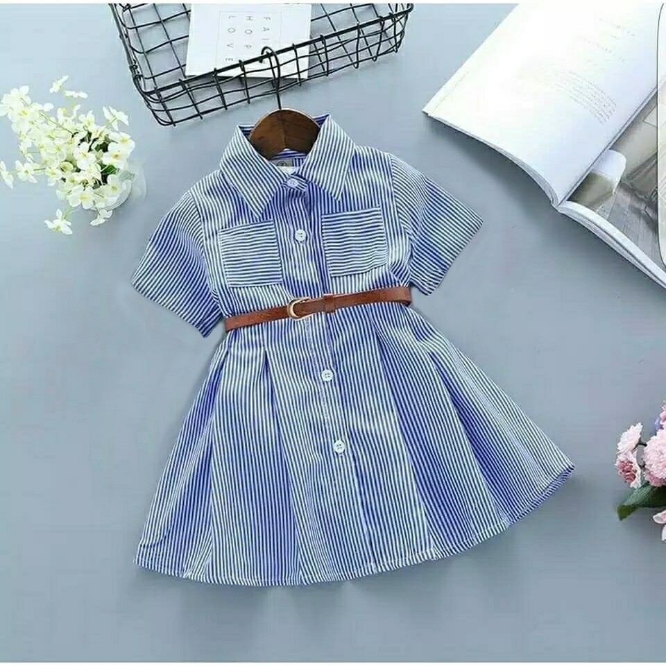 TokoMilkan Dress Anak Perempuan Motif Salur Orin Dress | Pakaian Anak Umur 1-6 Tahun