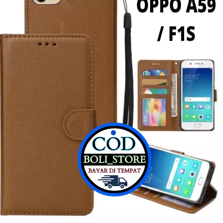 CODEDd2D7--CASING / CASE KULIT FOR OPPO F1S  OPPO A59 - CASING DOMPET- COVER -SARUNG HP
