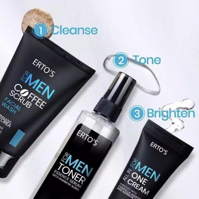 Paket Ertos For Men - Perawatan Wajah Pria: Facial Scrub, Toner, Cream