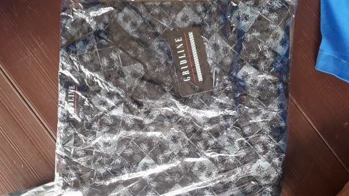 [gridline - R089 Blue] Kemeja Batik Pria Katun Lengan Pendek Regular Modern