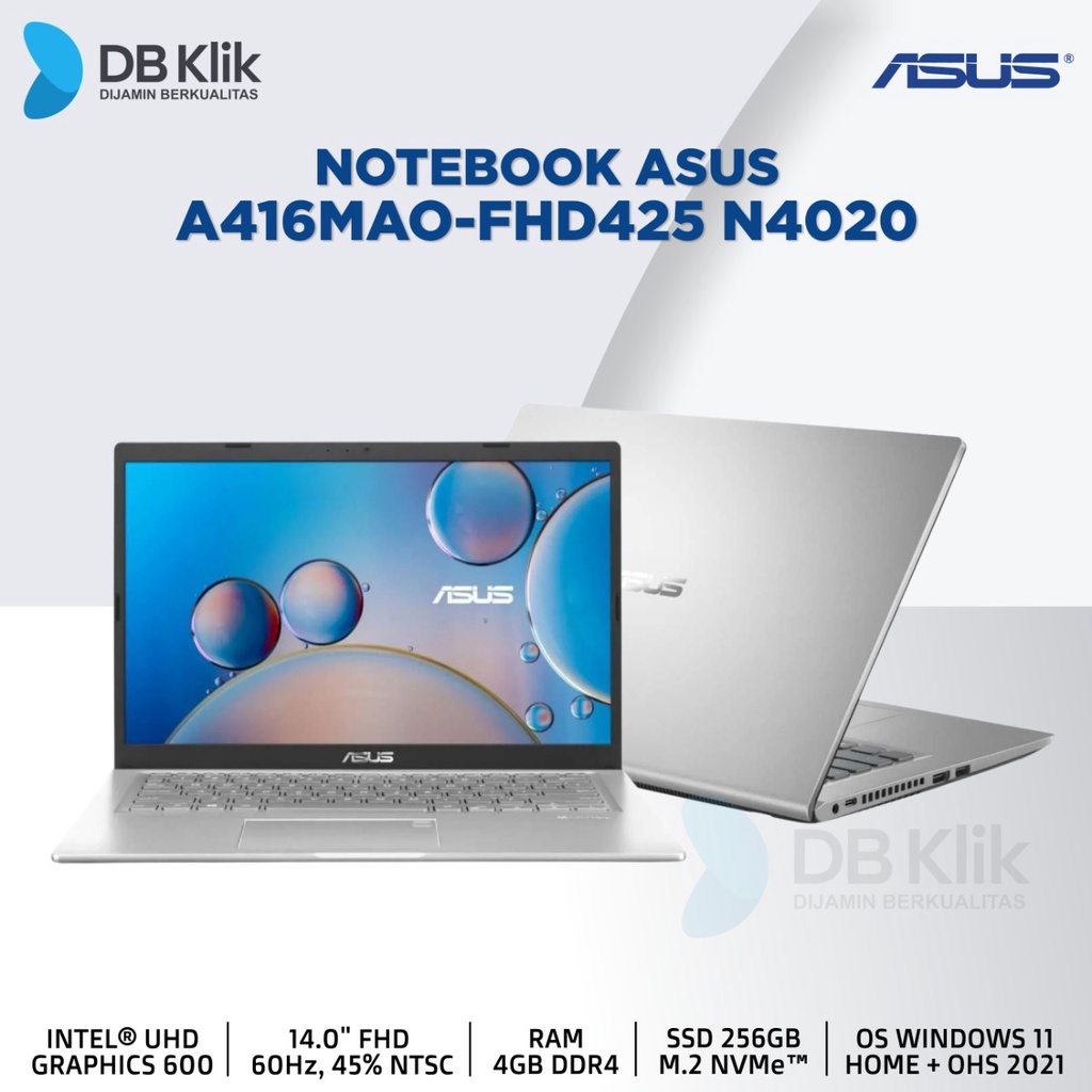 Notebook ASUS A416MAO-FHD425 Cel N4020 4G SSD 256G NoDVD WIN11+OHS 14&quot;