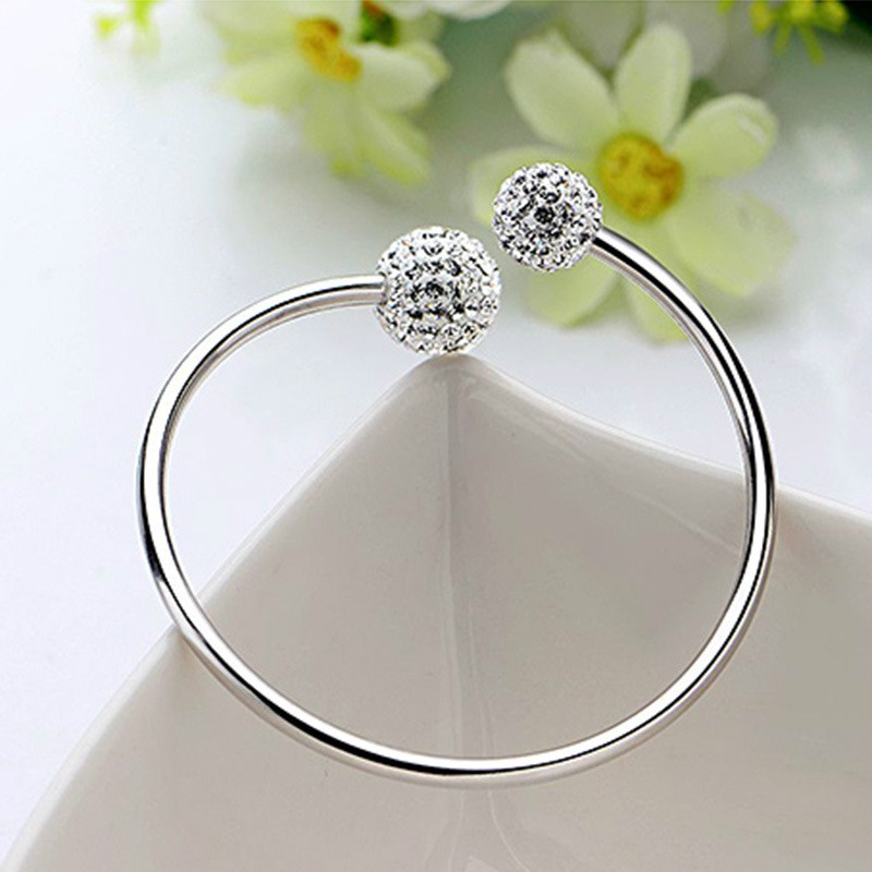 925 Sterling Silver Gelang untuk Wanita Bunga Fashion Vintage Perhiasan