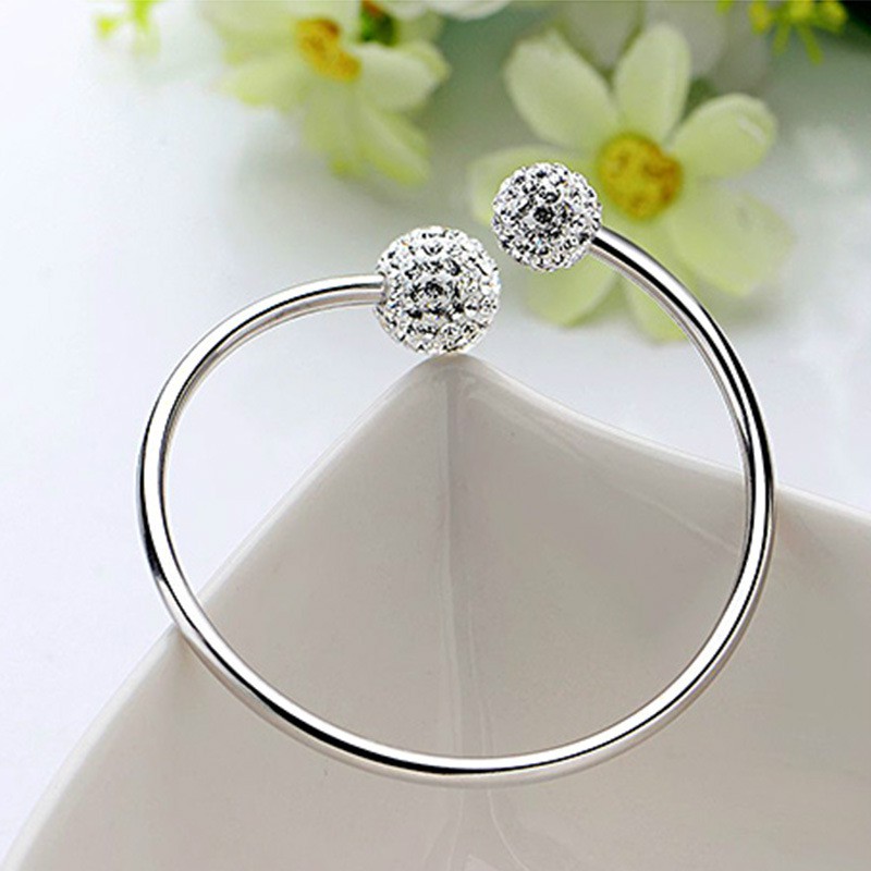 925 Sterling Silver Gelang untuk Wanita Bunga Fashion Vintage Perhiasan