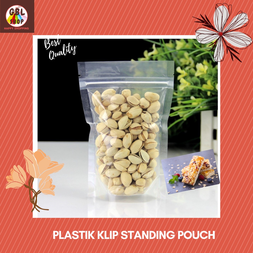 Standing Pouch Transparent Ziplock 16x24 Plastik Klip Kemasan Makanan (20pcs)