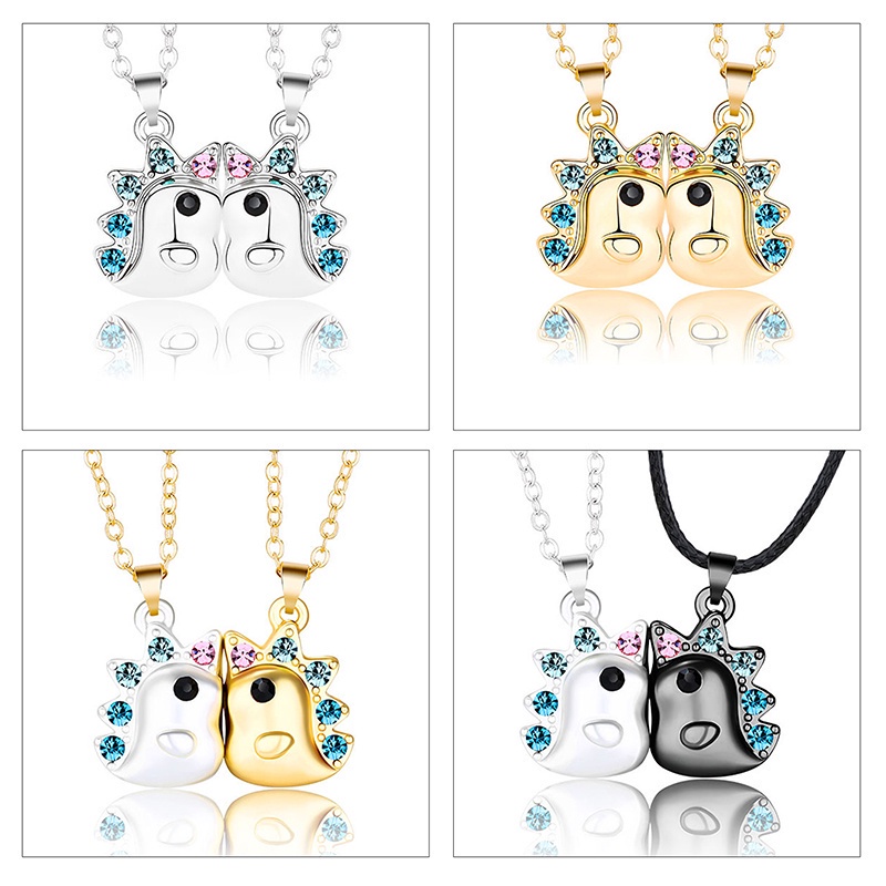 Fancyqube 2pcs / Set Kalung Batu Magnet Tiga Dimensi Desain Unicorn Untuk Hadiah Valentine