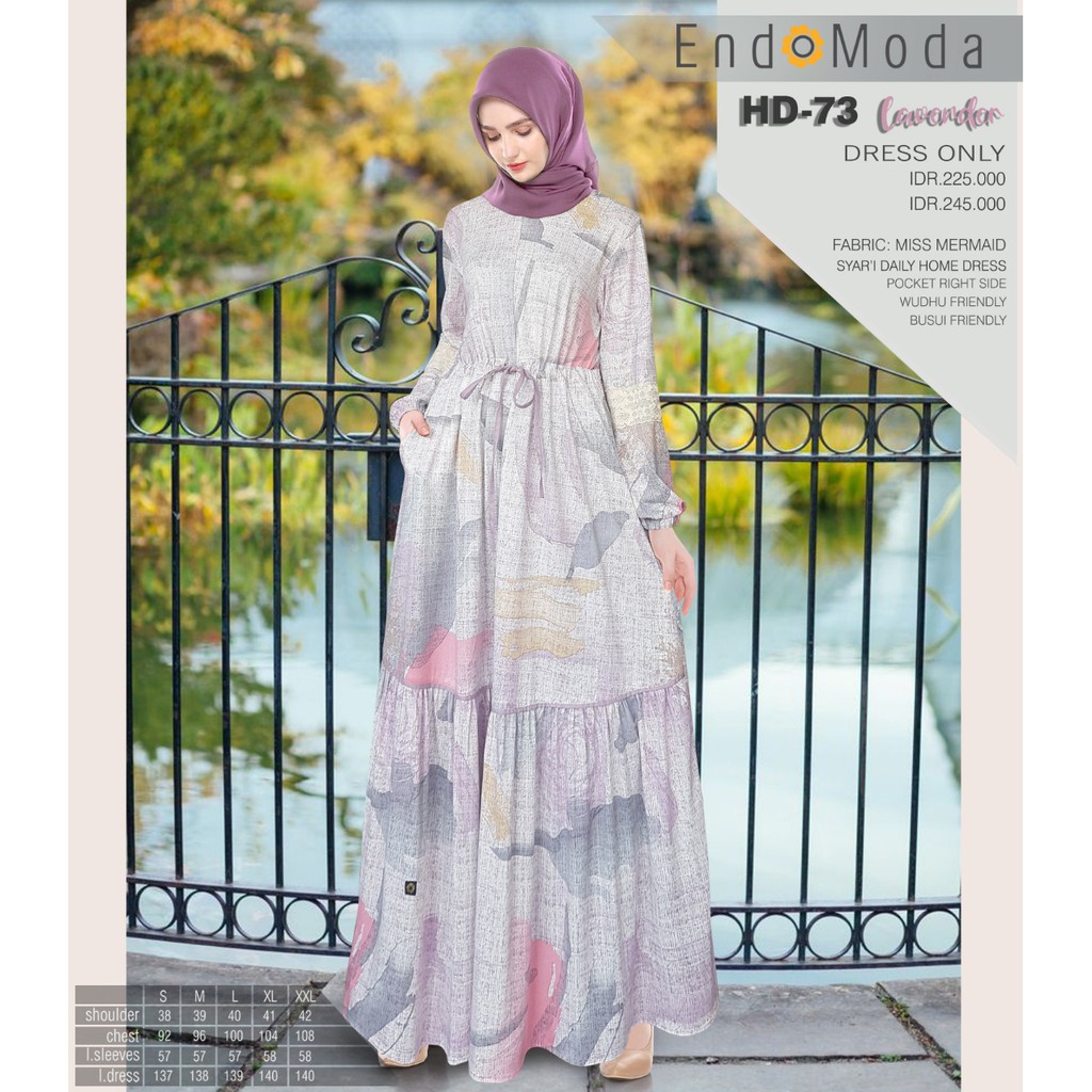 ENDOMODA ORIGINAL HD 73 LAVENDER MOCCA NEW FROST NUDE PINK GAMIS DEWASA FASHION MUSLIM TERBARU 2020