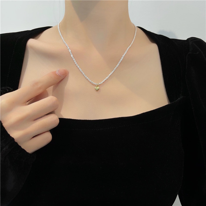 Kalung Choker Rantai Liontin Hati Warna Emas Untuk Wanita