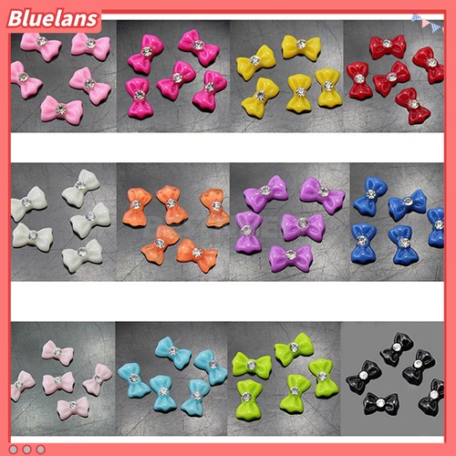 (In Stock) Kacamata Hitam Lensa Warna Warni ♡60pcs Stiker Kuku Trendy Bentuk Pita Dengan Glitter + Berlian Imitasi