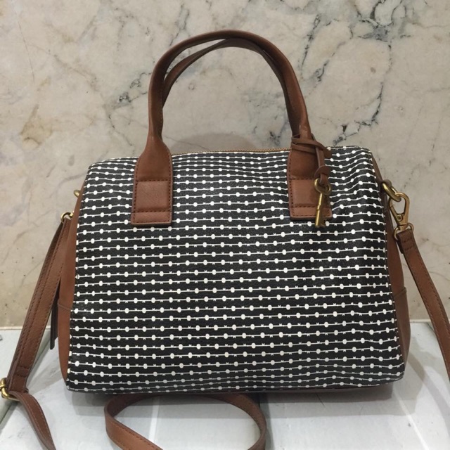 FOSSIL Jori satchel black white original authentic