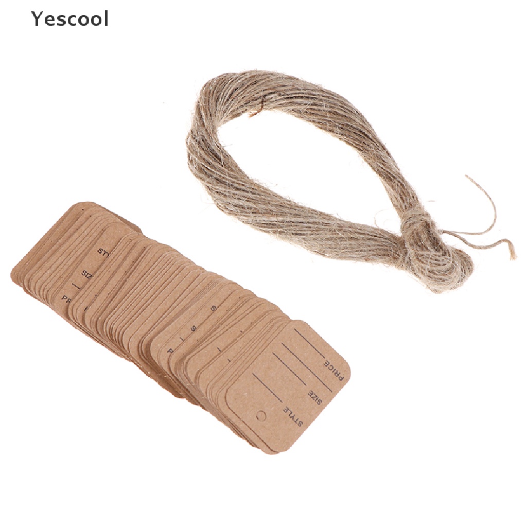 Yescool 100Pcs Merchandise Display Price Tags Wedding Label Price Tags With String 20m .