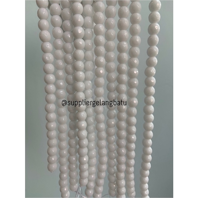 batu WHITE ONYX PUTIH FACETED BEADS 8mm cutting bahan gelang kalung