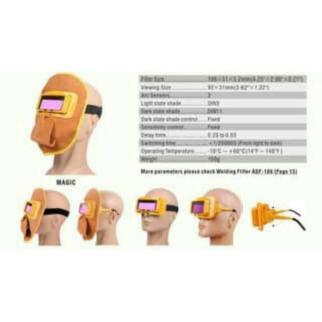 Kedok kaca mata las kulit asli otomatis