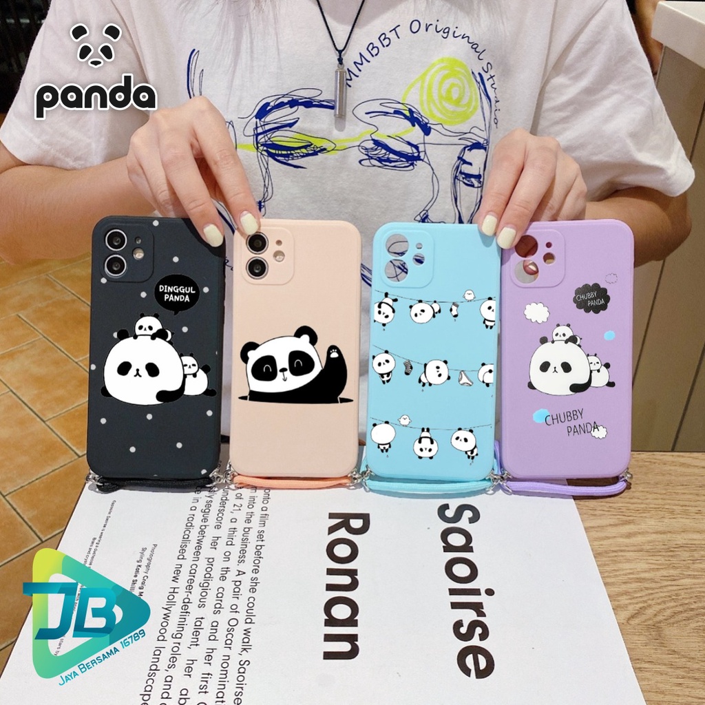 SOFTCASE SILIKON SLINGCASE TALI LANYARD STRAP PHONE MACARON PELINDUNG KAMERA PANDA OPPO VIVO SAMSUNG XIAOMI REALME IPHONE ALL TYPE JB5515