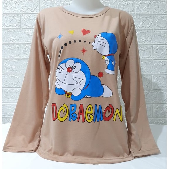 Kaos lengan panjang motif doraemon love/atasan ABG imut dan harga murah