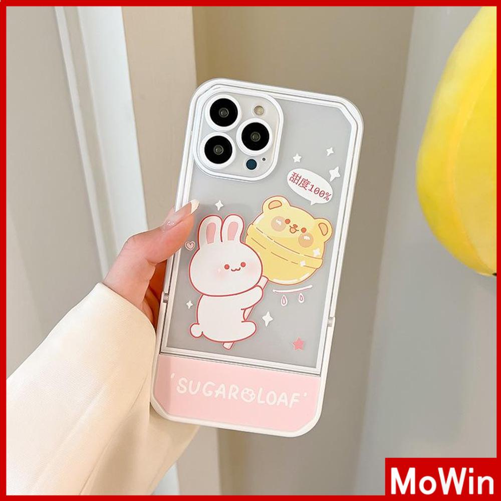 iPhone Case Acrylic Invisible Folding Stand Silicone Soft Case Shockproof Camera Cover Rabbit Cute Cartoon Compatible For iPhone 11 Pro Max 13 Pro Max 12 Pro Max 7Plus xr XS Max