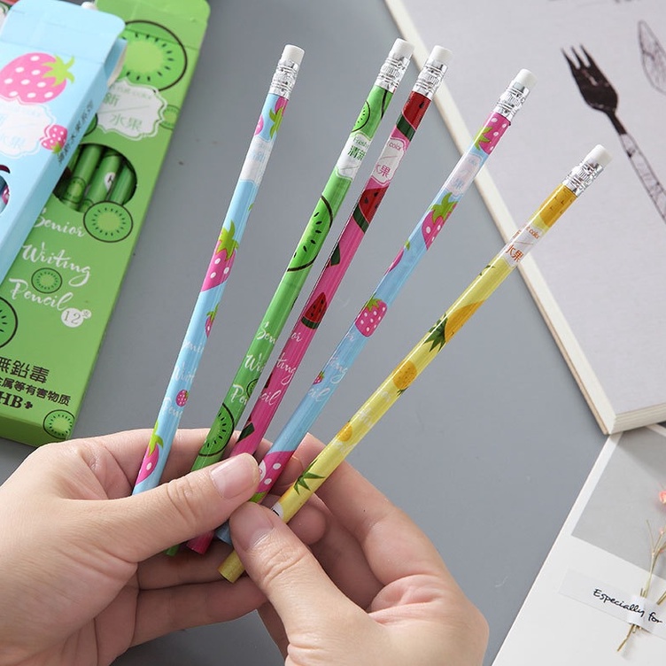 12 Pcs Pensil Pencil Tulis Motif Buah GMALL-ST0047