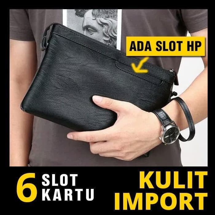 CN46 Tas Tangan Pria Handbag Jinjing Pegang Pestaa Kulit Clutch Cowok Hand Bag Bawa Travel Pou