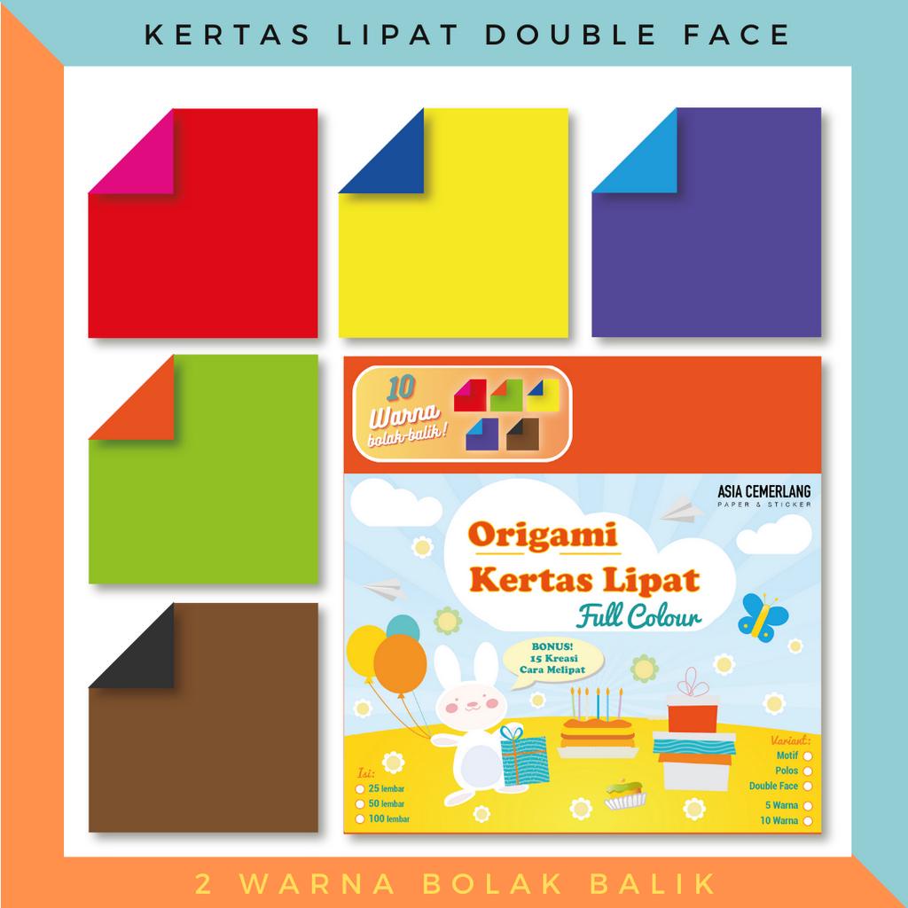 

Kertas Origami Lipat Two Tone / 2 Warna Bolak Balik