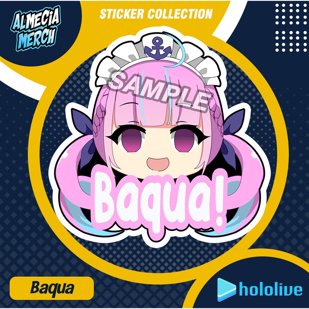 

Sticker Minato Aqua / Stiker Hololive Vtuber Aqua / Sticker Tulisan Baqua / Stiker Hololive JP