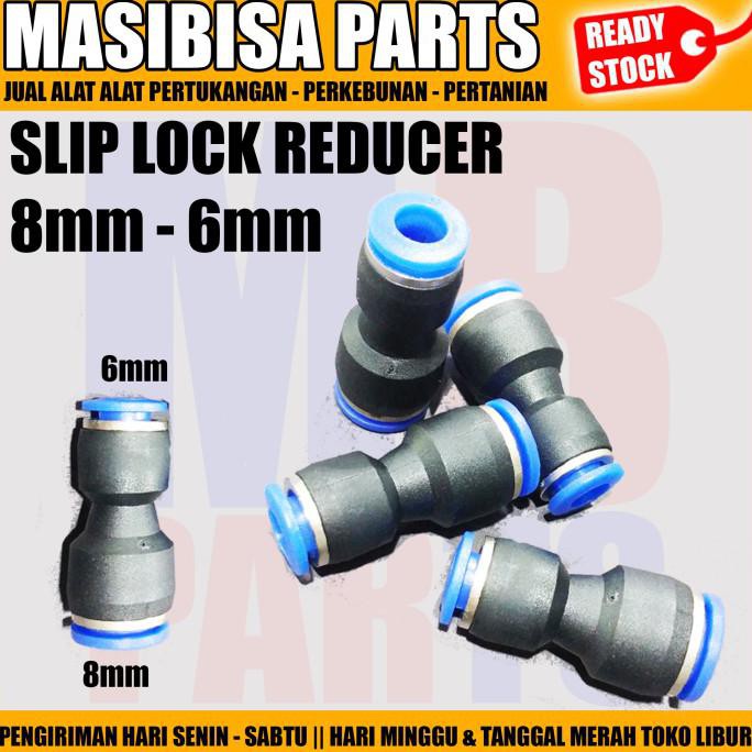 Jual SLIP LOCK JOINT / REDUCER 8mm x 6mm / FITTING PNEUMATIC (Kode 003