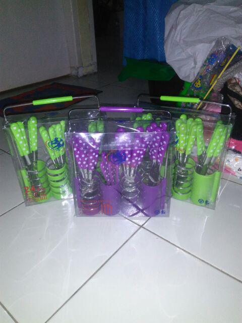 Rantangshop Sendok Fancy Polkadot Cutlery Set Garpu Makan Sendok Teh  Pisau Steak