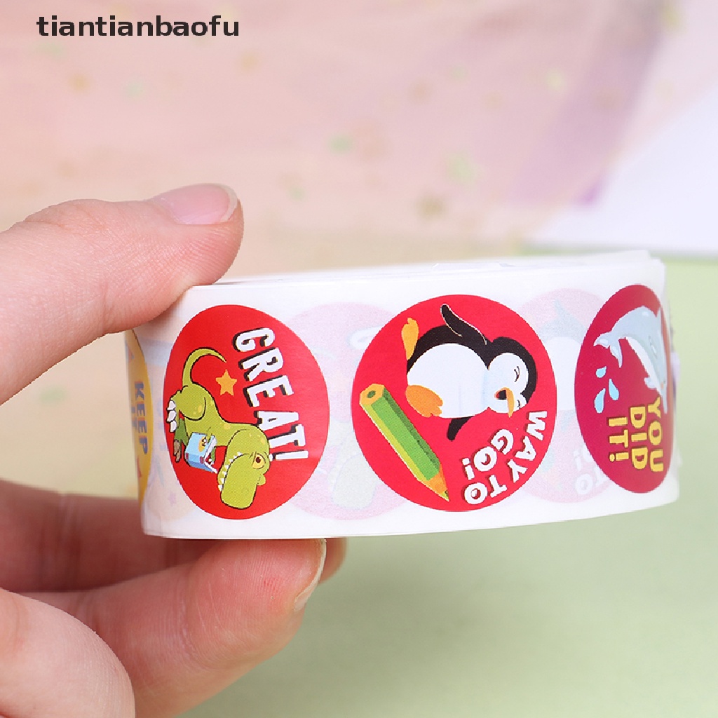 500pcs Stiker Roll Desain Hewan Lucu Untuk Hadiah Anak