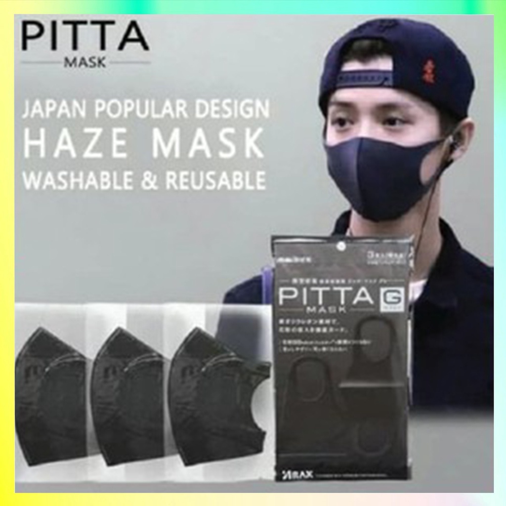 PITTA Mask Ori Import Jepang Sponge (bukan scuba biasa) Asli Ori isi 3 Bisa Dicuci