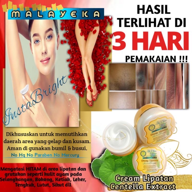 MALAYEKA CREAM PEMUTIH KETIAK Cream Pencerah Lipatan Bokong Leher dan Selangkangan