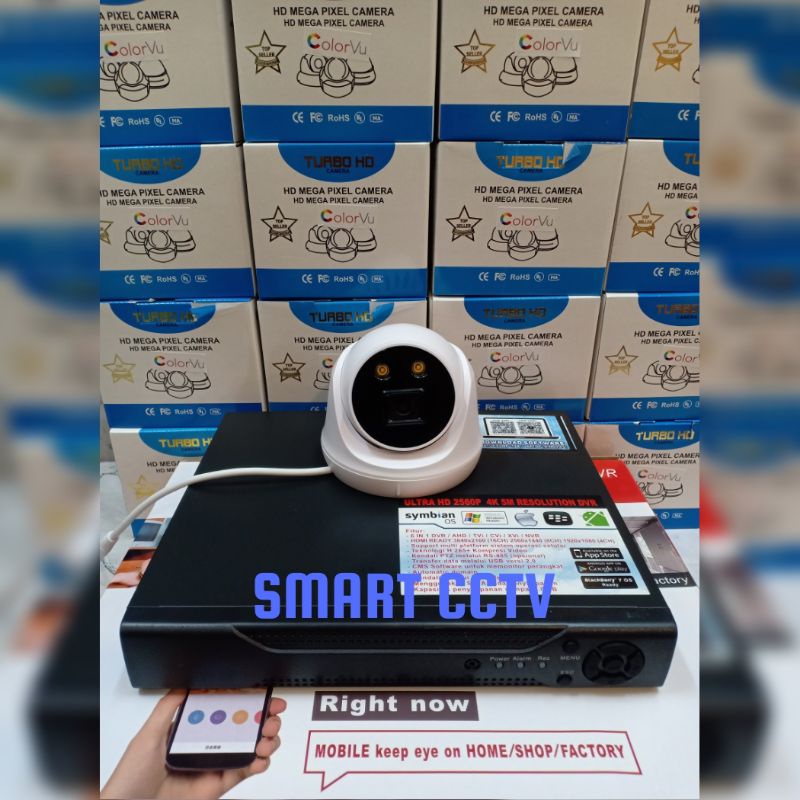 PAKET CCTV 4 CHANNEL DENGAN 1 KAMERA COLORVU 6MP FULL HD