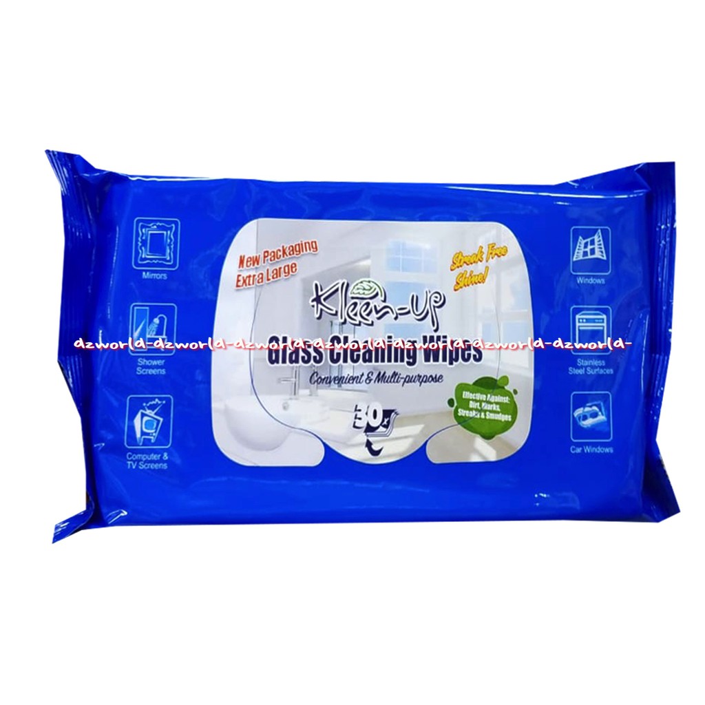 Kleen Up Glass Cleaning Wipes 30lembar Tissue Basah Untuk Lap Pembersih Membersihkan Kaca Mirror Glas Kleen-Up Clean up Kleenup