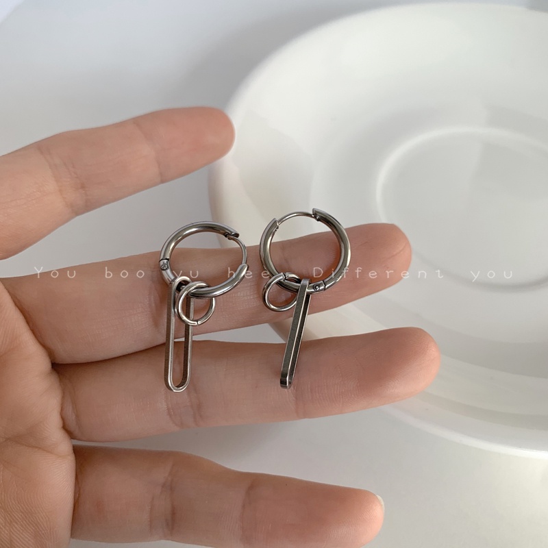 Anting Bentuk Paperclip Gaya Hip-Hop Hipster