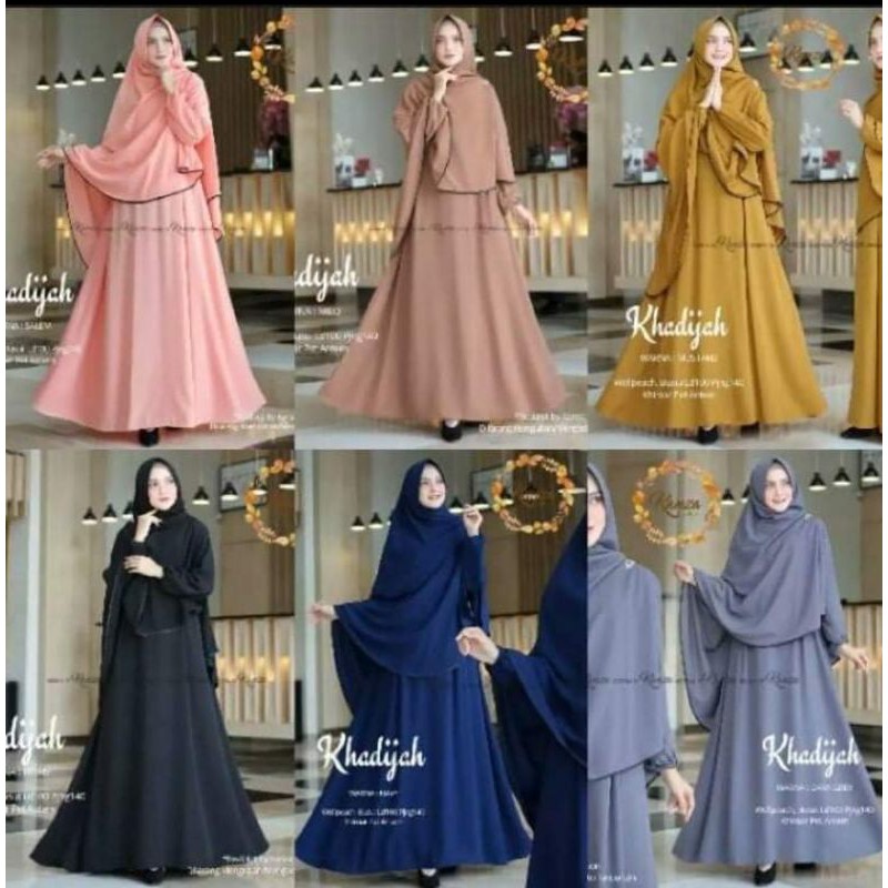 KHADIJAH SET GAMIS SYAR'I XL / JUMBO - free KERUDUNG SYAR'I MUSLIMAH BEST QUALITY