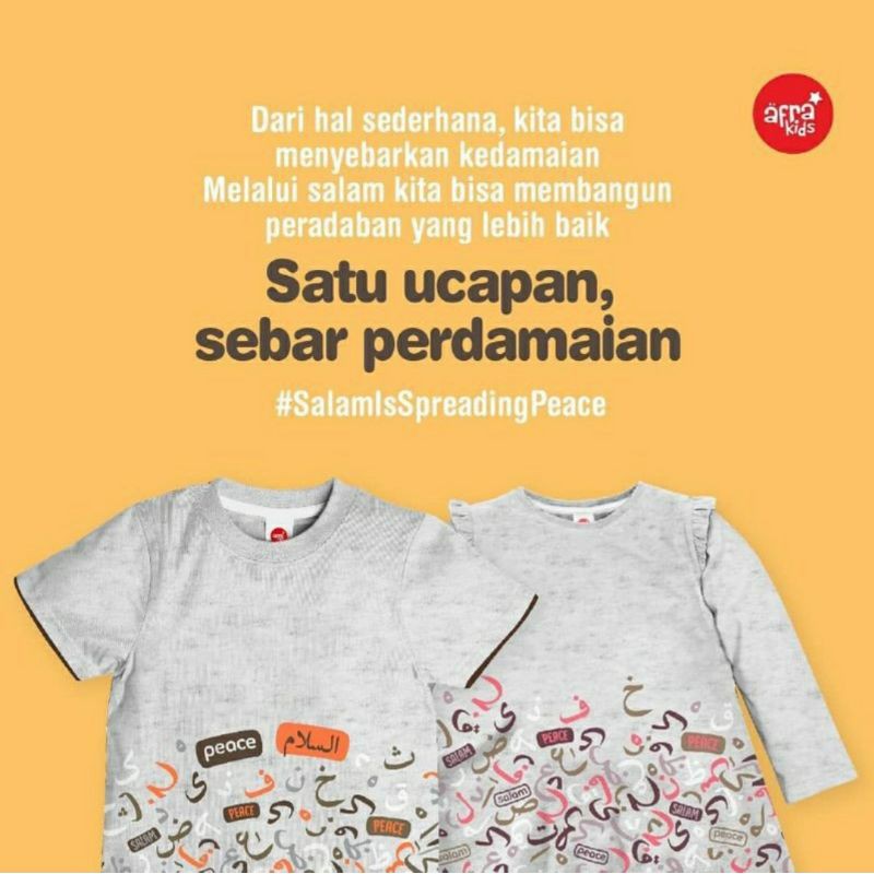 Kaos Tunik Anak Afrakids AF277 &quot;Salam is Spreading Peace&quot;