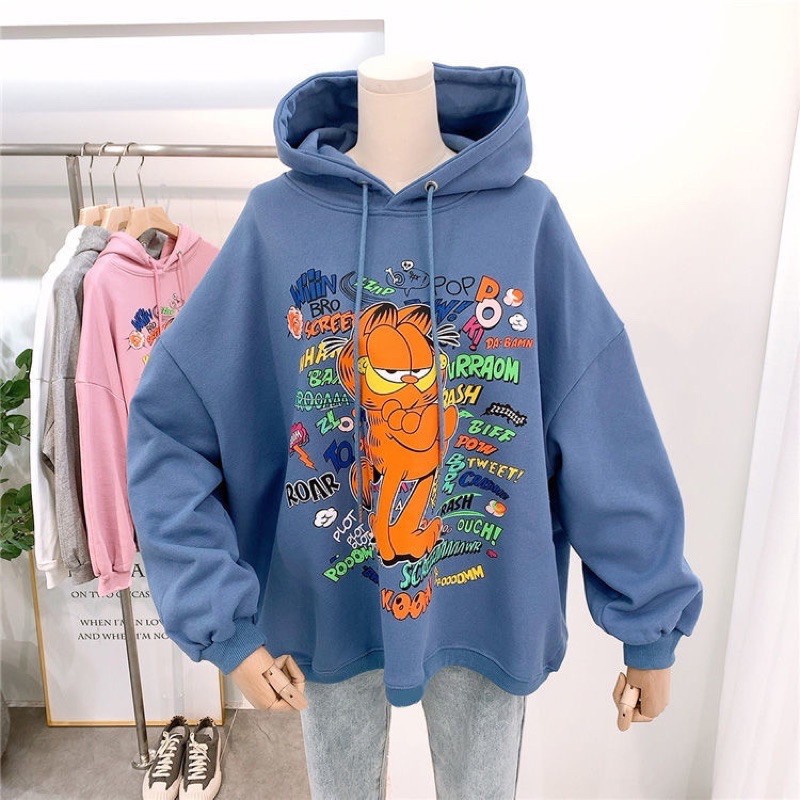 Wipo garfield hoodie wanita sweater terbaru