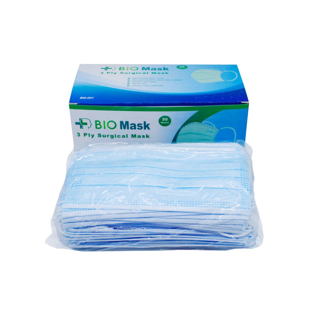 

MONTANA Disposable 3PLY Mask - Biomask 3 PLY / Masker Sensi Medis 3 PLY Earloop /Depkes Ready!!!