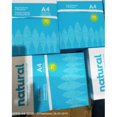 

TERMURAH [ Kertas HVS ukuran A4 70 gr NATURAL TERMURAH by gosend dan grab instan min order 1 box isi