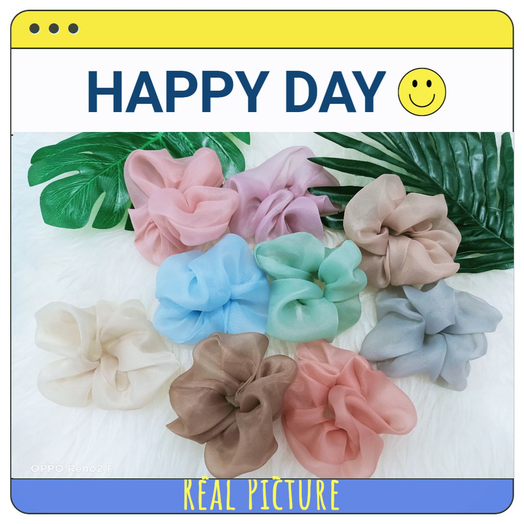 ikat rambut organza scrunchie korea style