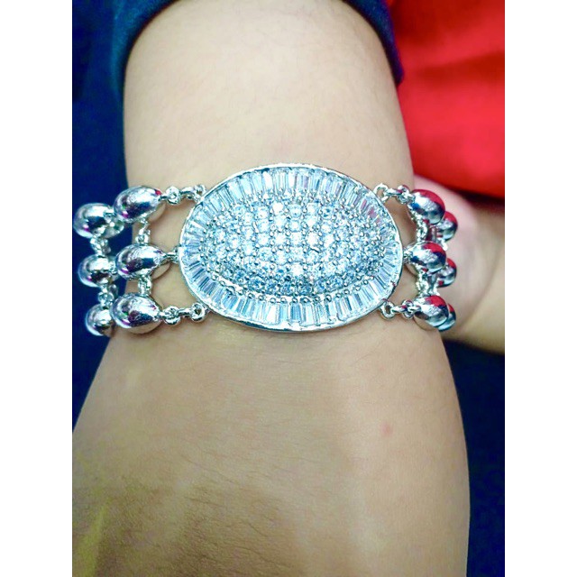 Gelang tangan wanita / yaxiya / xuping / lapis emas / gelang rolex jumbo sepuh putih full permata