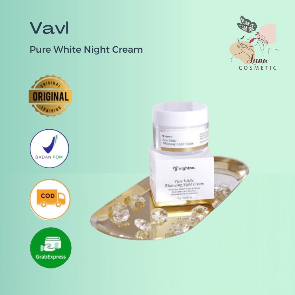 Vavl Pure White Night Cream BY VAVL (WHITENING SERIES) BY VIVALENTINE / Vavl Krim Malam