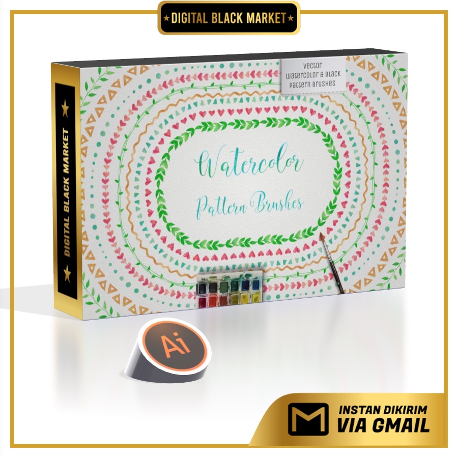 Watercolor Black Pattern Brushes