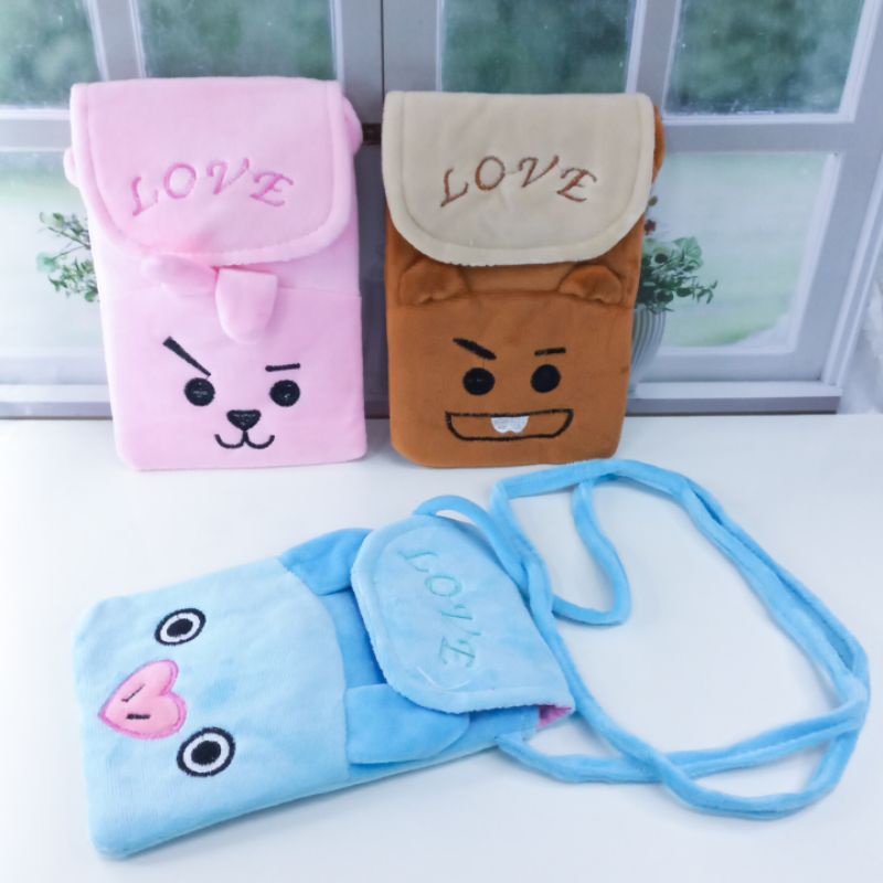 Tas Slempang Bludru Karakter Bts Tas Anak Lucu