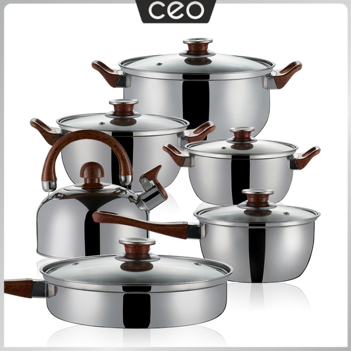 TERBARU CEO SET PANCI STAINLESS STEEL 6 IN 1 SET PERALATAN MASAK STAINLESS