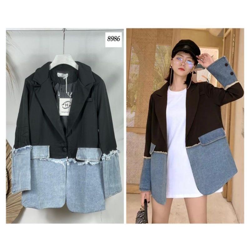 Nazara 131 Blazer Kombinasi Denim Import