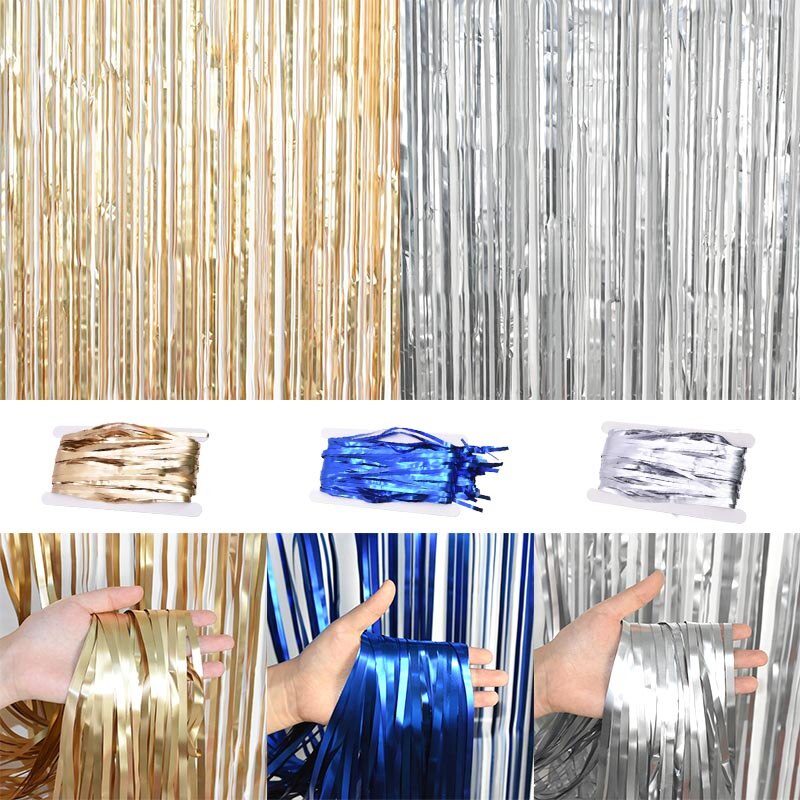 Tirai Pesta Tirai Foil Tirai Ulang Tahun 1m x 2m Curtain Foil Birthday Party